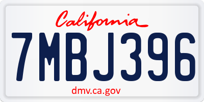 CA license plate 7MBJ396