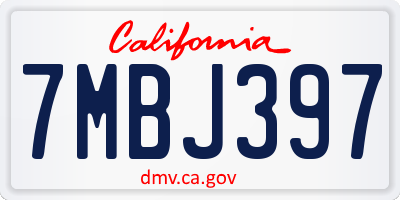 CA license plate 7MBJ397