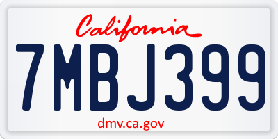 CA license plate 7MBJ399