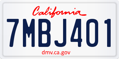 CA license plate 7MBJ401