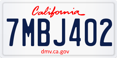CA license plate 7MBJ402