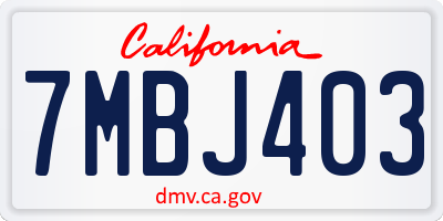 CA license plate 7MBJ403