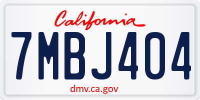 CA license plate 7MBJ404