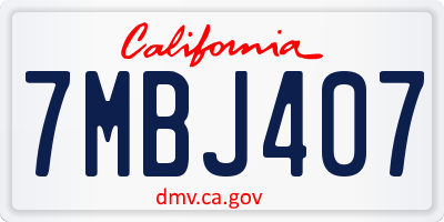 CA license plate 7MBJ407