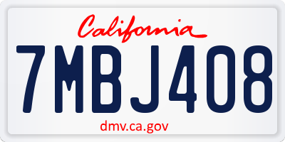 CA license plate 7MBJ408
