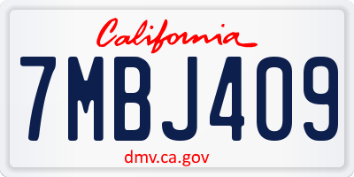 CA license plate 7MBJ409