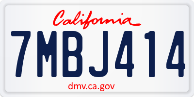 CA license plate 7MBJ414