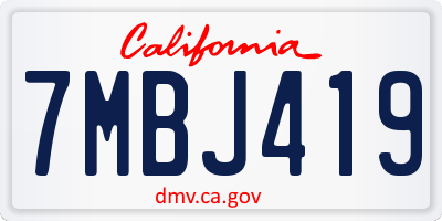 CA license plate 7MBJ419