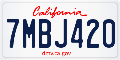 CA license plate 7MBJ420