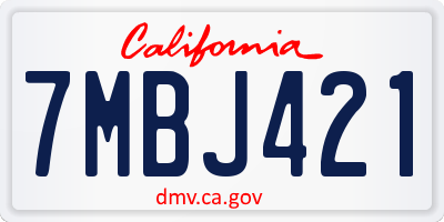 CA license plate 7MBJ421