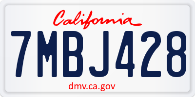 CA license plate 7MBJ428