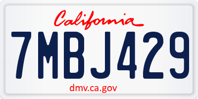 CA license plate 7MBJ429