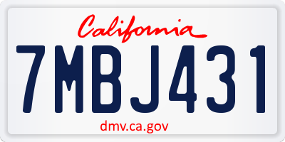 CA license plate 7MBJ431