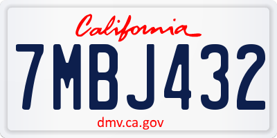 CA license plate 7MBJ432