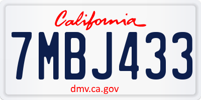 CA license plate 7MBJ433