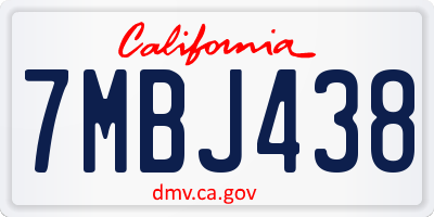CA license plate 7MBJ438