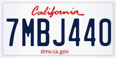 CA license plate 7MBJ440
