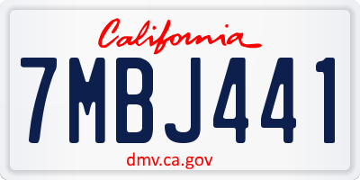 CA license plate 7MBJ441