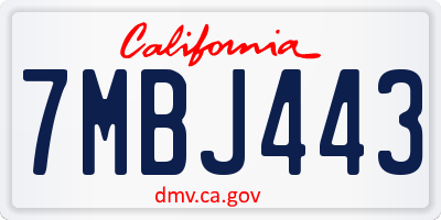 CA license plate 7MBJ443