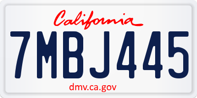 CA license plate 7MBJ445