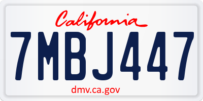 CA license plate 7MBJ447