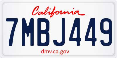 CA license plate 7MBJ449