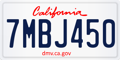 CA license plate 7MBJ450