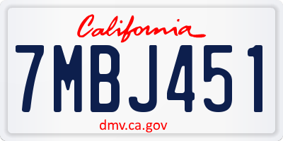 CA license plate 7MBJ451