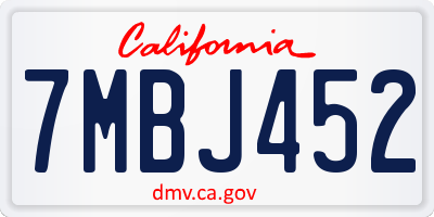 CA license plate 7MBJ452