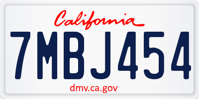 CA license plate 7MBJ454