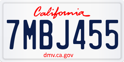 CA license plate 7MBJ455
