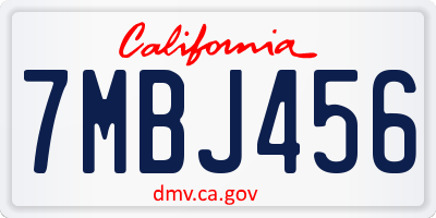 CA license plate 7MBJ456