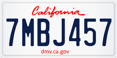 CA license plate 7MBJ457