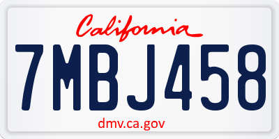 CA license plate 7MBJ458