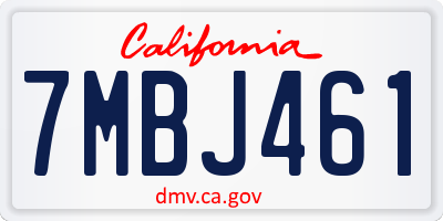 CA license plate 7MBJ461
