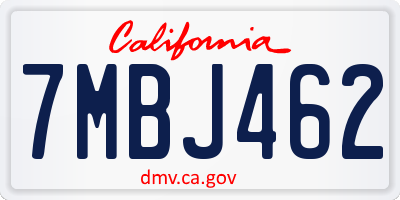 CA license plate 7MBJ462