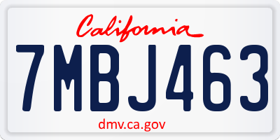 CA license plate 7MBJ463