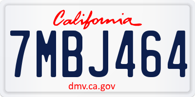 CA license plate 7MBJ464