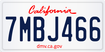 CA license plate 7MBJ466