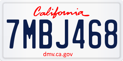 CA license plate 7MBJ468