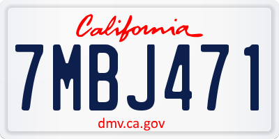 CA license plate 7MBJ471