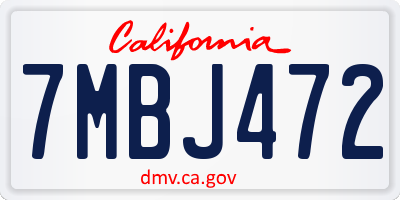 CA license plate 7MBJ472