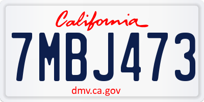 CA license plate 7MBJ473