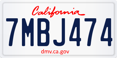 CA license plate 7MBJ474