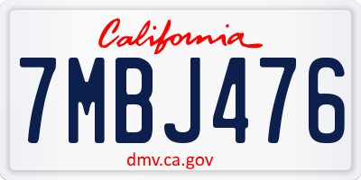 CA license plate 7MBJ476