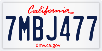 CA license plate 7MBJ477