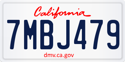 CA license plate 7MBJ479