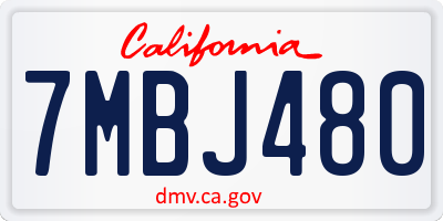 CA license plate 7MBJ480