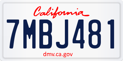 CA license plate 7MBJ481