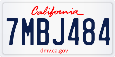 CA license plate 7MBJ484